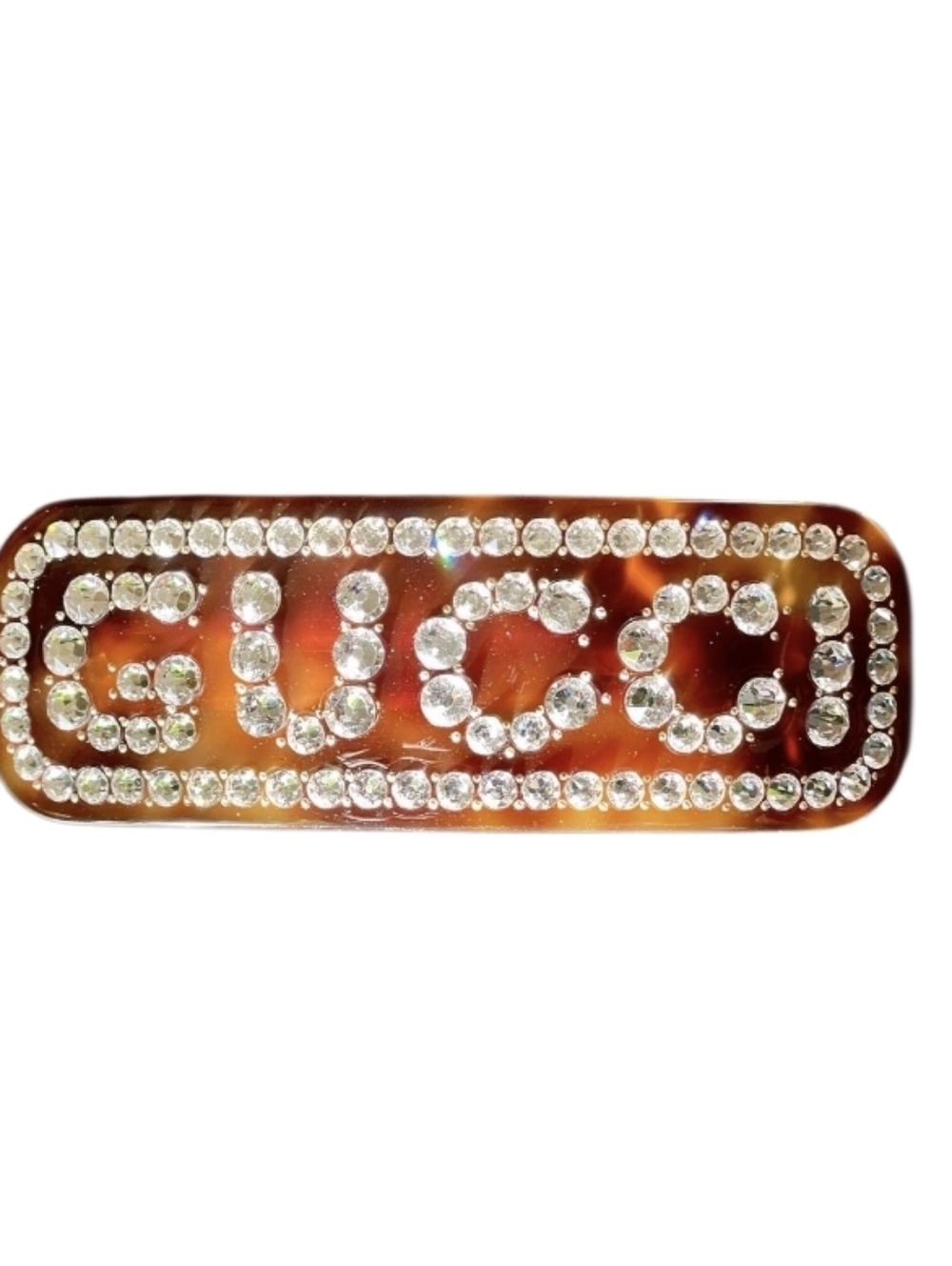 Gucci Tortoiseshell Hair Clip with Crystal Logo - Brown In Box - Picture 6 of 6